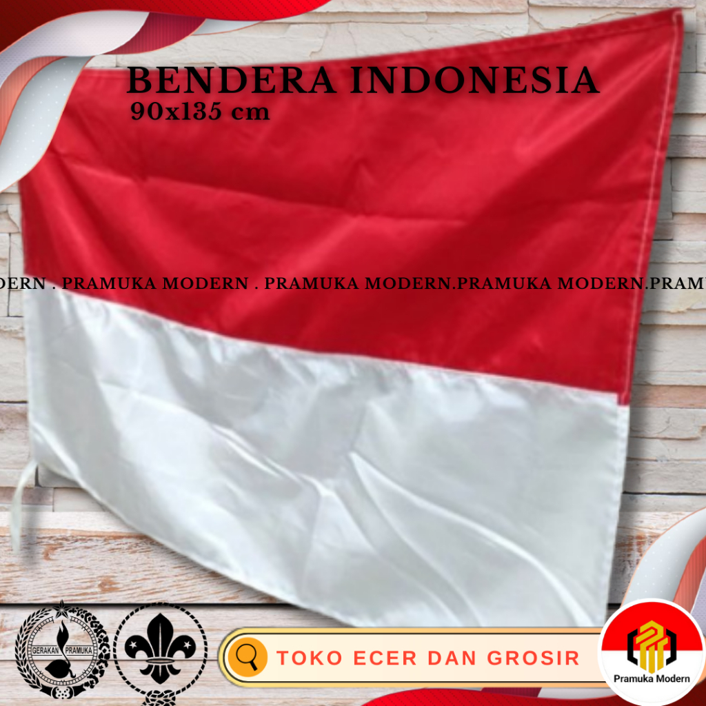 Jual Bendera merah putih bahan satin 90x135 cm / bendera Indonesia ...