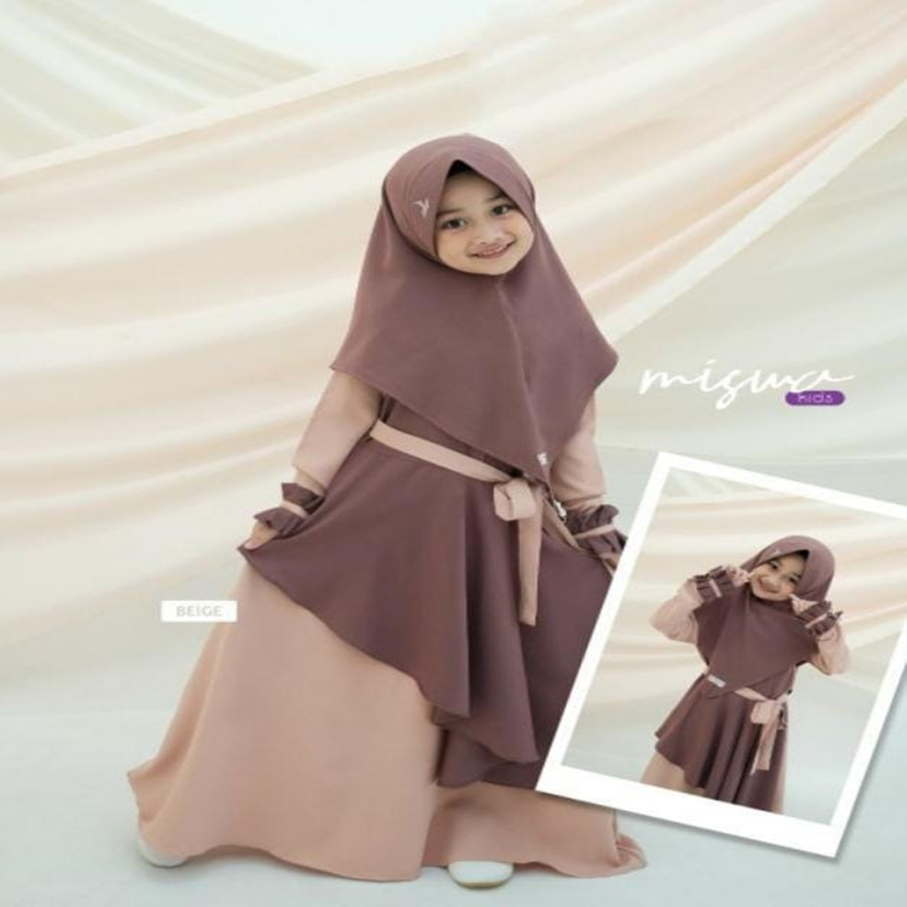 Jual GAMIS MUSLIM ANAK PEREMPUAN PLUS HIJAB TERBARU 2024 MISWA KIDS
