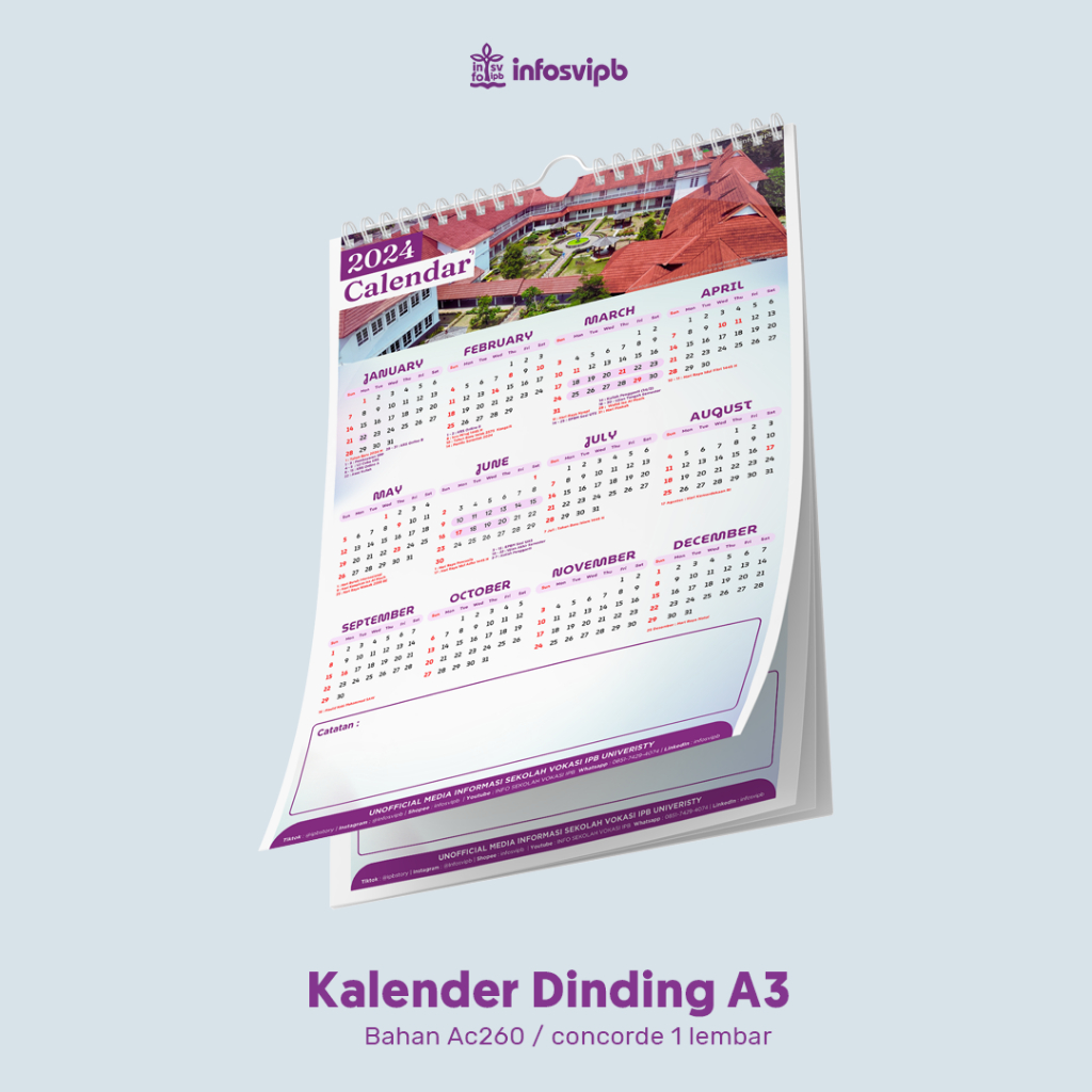 Jual [READY STOCK] KALENDER 2024 INFO SEKOLAH VOKASI IPB (DILENGKAPI ...