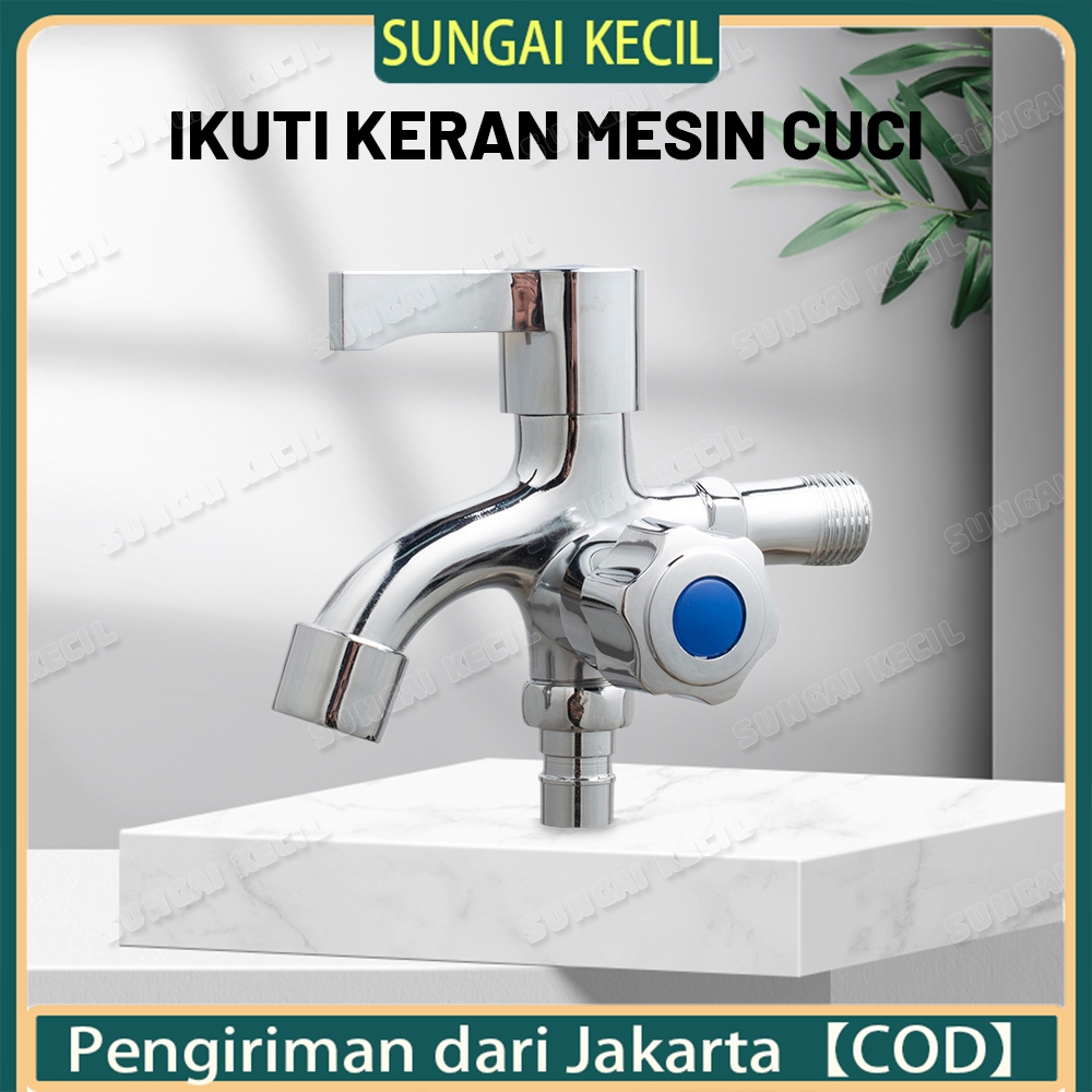 Jual Keran Air Kran Air Mesin Cuci Wastafel Panjang Stainless Steel Tembok 2 Cabang Rumah Dapur 1710