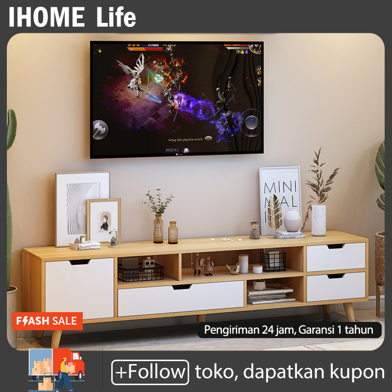 Jual IHOME Lemari TV Kayu TV 140CM Meja TV Minimalis Modern Terbaru Rak ...