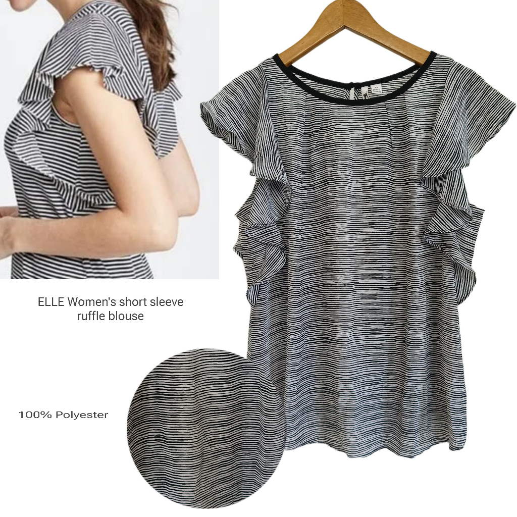 Jual EL*E Women's short sleeve ruffle blouse/blouse wanita terbaru/baju ...
