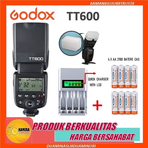 Jual Godox TT600 Universal Flash Camera + Baterai Enelong 2100MAH ...
