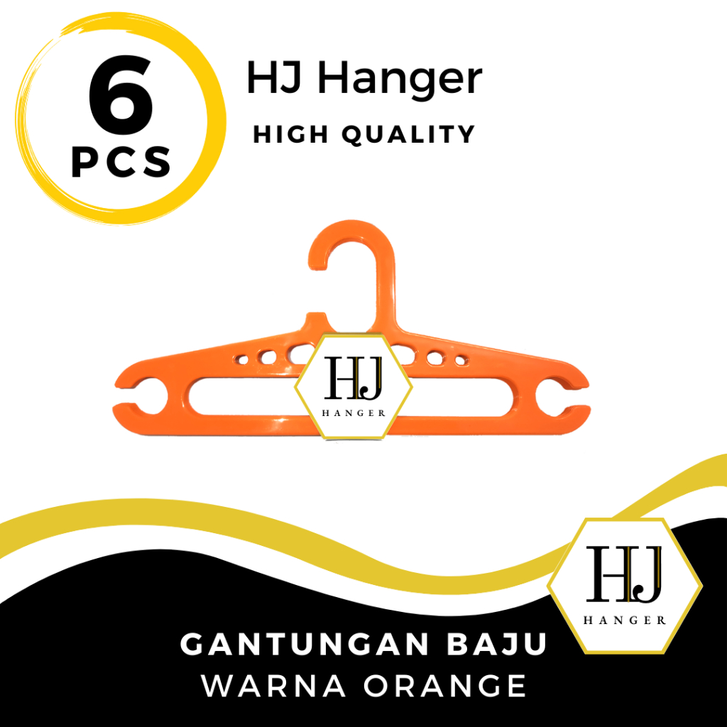 Jual 6 PCS - HJ HANGER GANTUNGAN BAJU PLASTIK - ORANGE | Shopee Indonesia