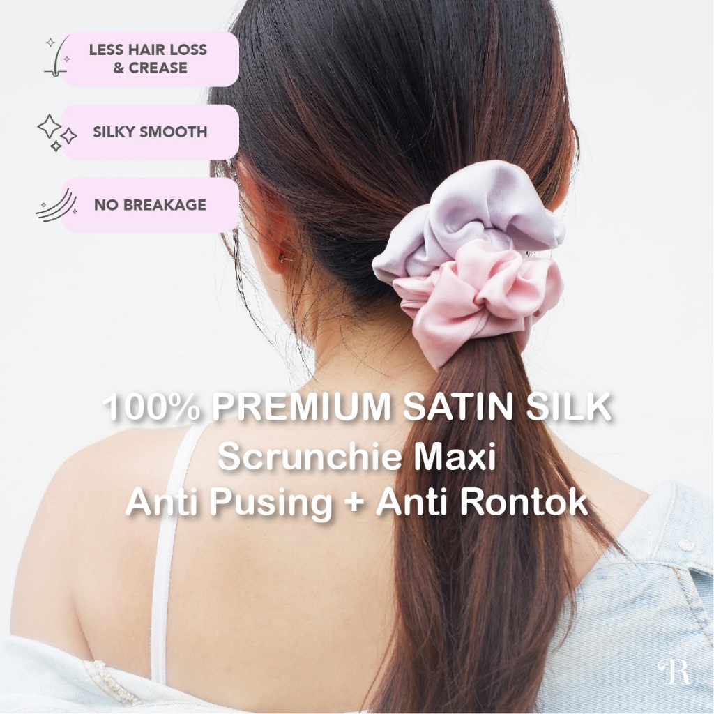 Jual Scrunchies Maxi Premium Satin Silk The Rituale Ikat Rambut Kuncir Hijab Cepol Anti 