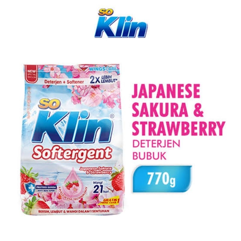 Jual So klin Deterjen + Softener Japanese Sakura & Strawberry 770 g ...