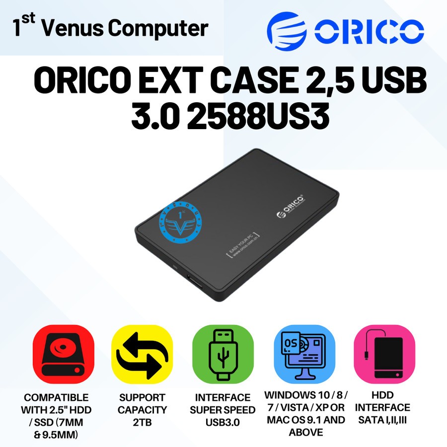CASE EXTERNAL HARDISK ORICO 2,5 USB 2588US3 CASING HARDISK ORICO  COM33-ORI