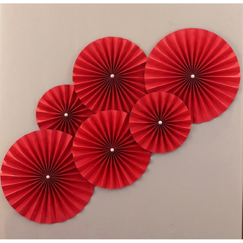 Jual Set Paperfan 6in1 Paper Fan Sakura FU Dekorasi Hiasan Kipas Imlek
