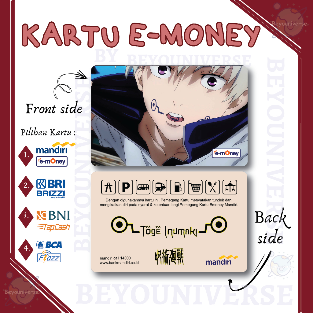 Jual Kartu E-toll Design Toge Inumaki Jujutsu Kaisen Anime E-Money ...