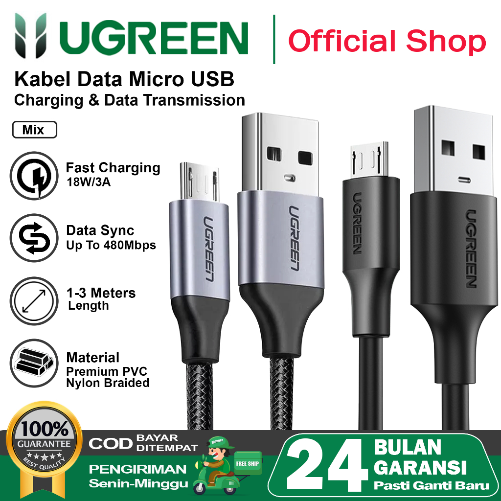 Jual Ugreen Kabel Data Micro Usb Fast Charging Qc Premium Braided Shopee Indonesia