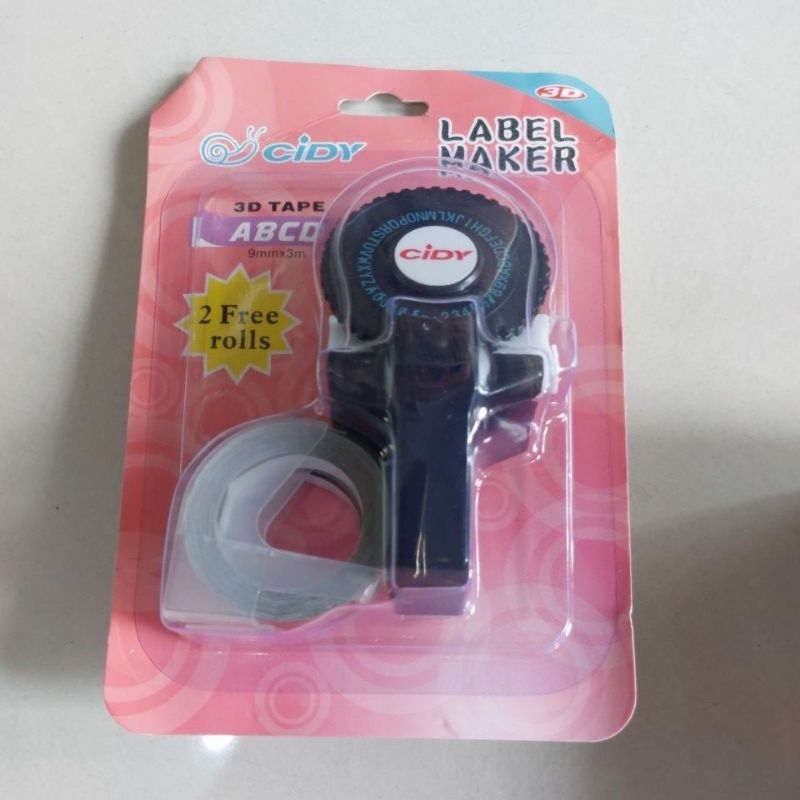 Jual Label Maker Emboss merk Cidy 101 warna HITAM free 2refill + gift ...