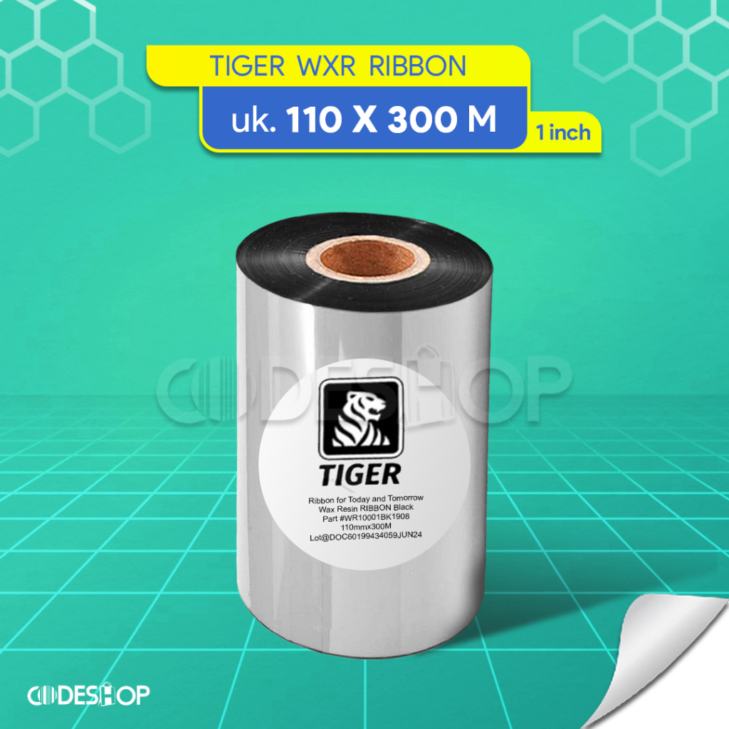 Jual Tiger Ribbon Wax Resin 110x300 M Face Out Core 1 Inch | Shopee ...