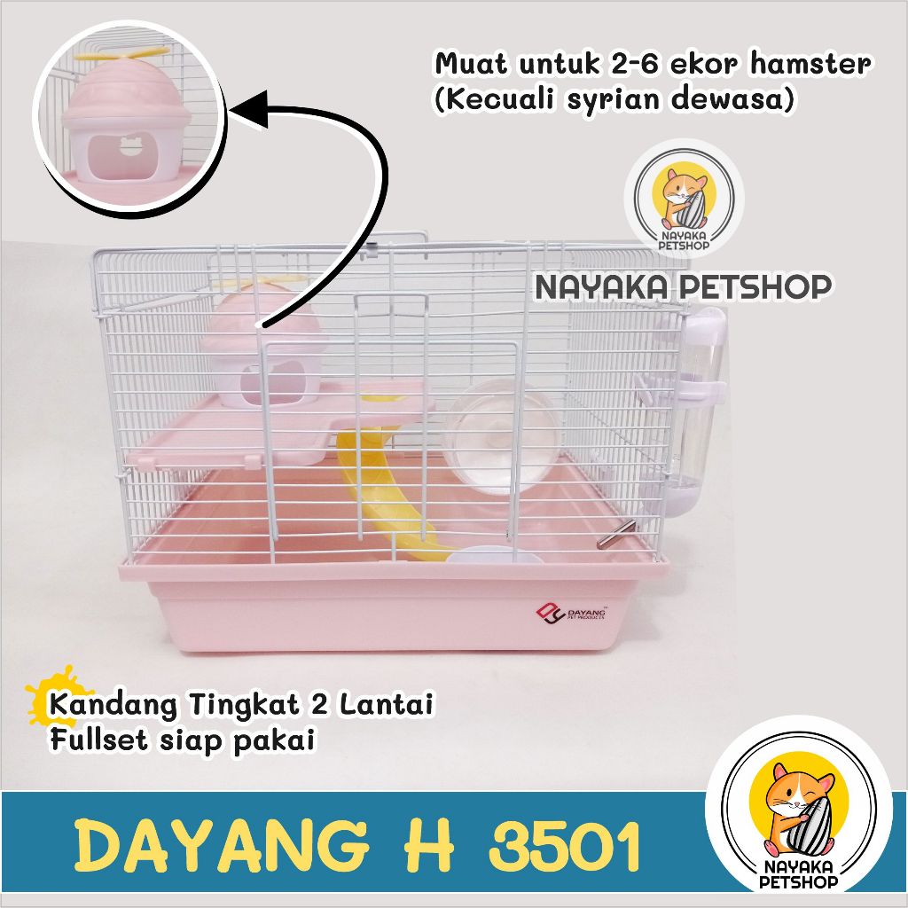 Jual Kandang Hamster Dayang H3501 Rumah Tingkat 2 Lantai Besar Full Set ...