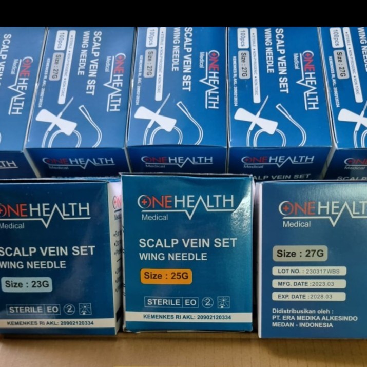 Jual Wing Needel 23 25 27 G ONEHEALTH. Needle Scalp Vein Set 23G 25G ...