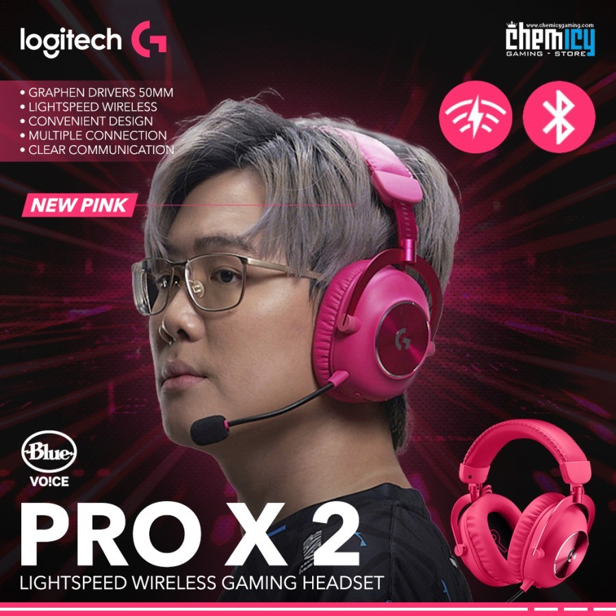 Jual Logitech G Pro X 2 Pink Lightspeed Wireless Bluetooth Gaming ...