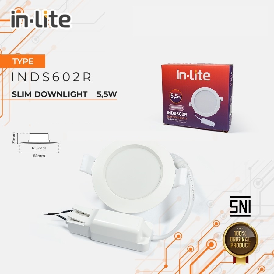 Jual Lampu Downlight Led Panel In Lite Inlite Cob Slim W W