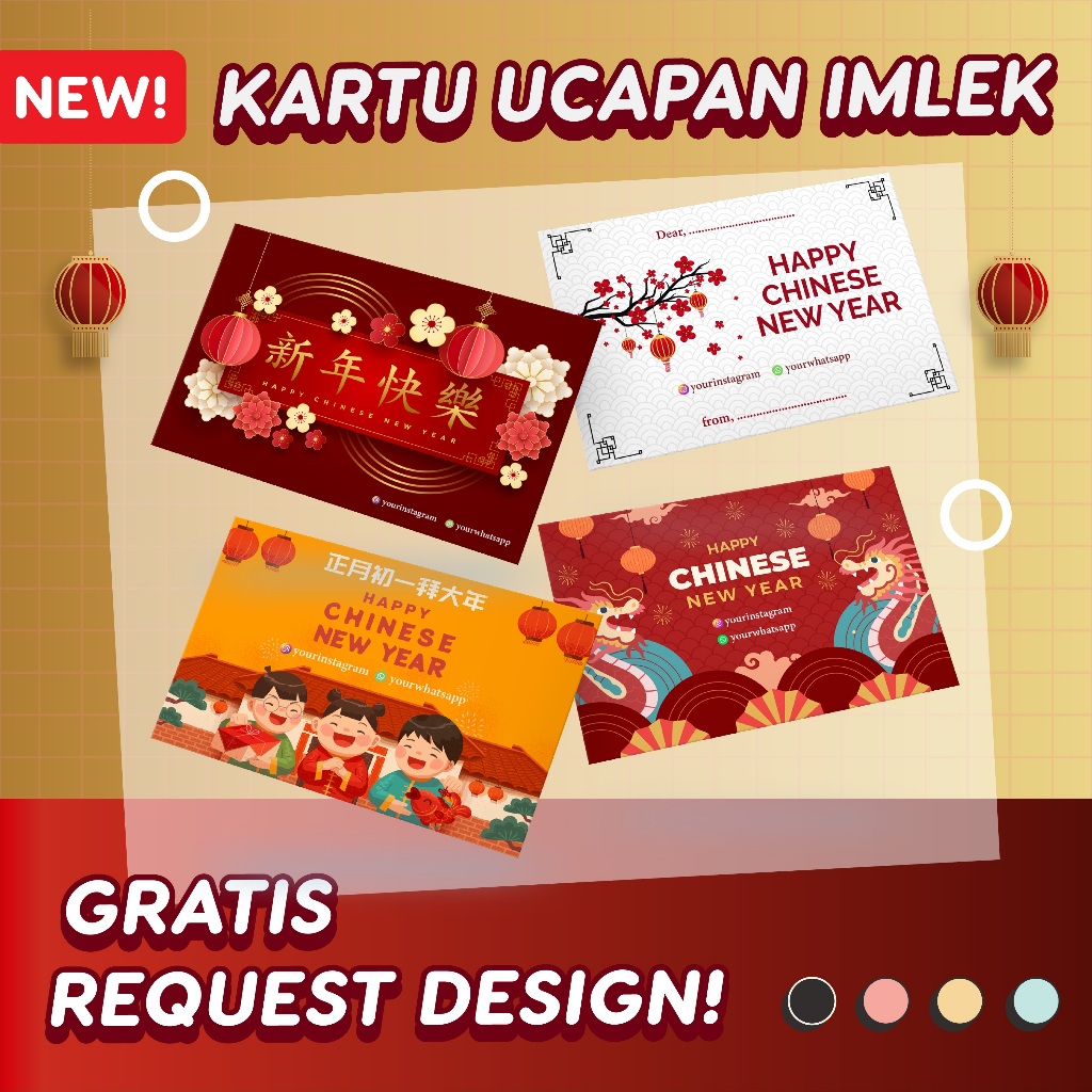 Jual Kartu Ucapan Imlek Hampers 2024 Kartu Imlek 1 Sisi Chinese New Year Card Greeting 5530