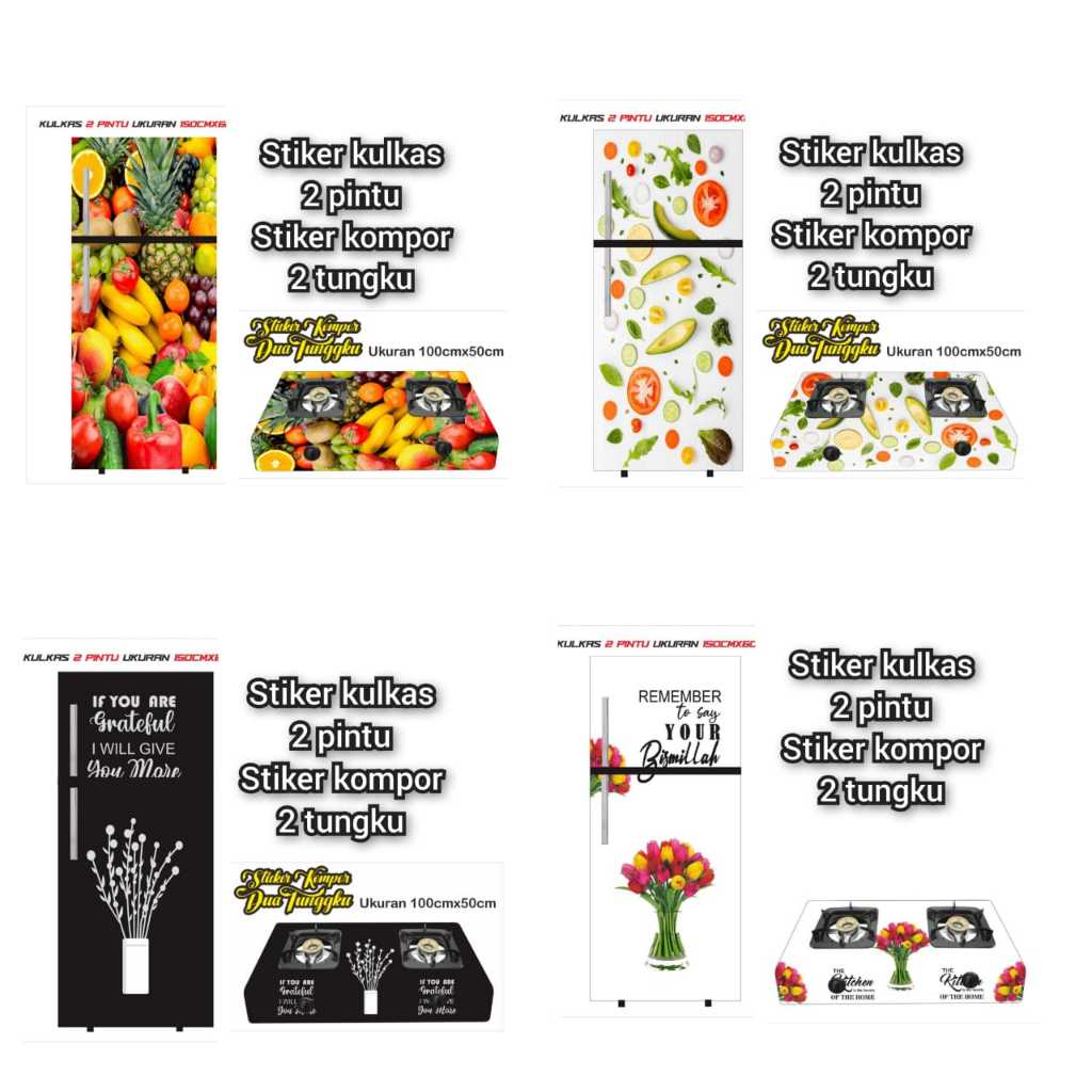 Jual STIKER 1 SET STIKER KULKAS 2 PINTU KOMPOR 2 TUNGKU MOTIF BUNGA ...