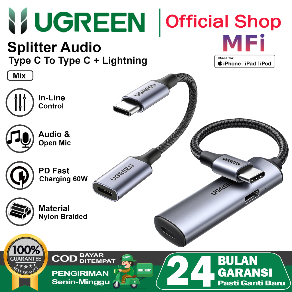 Jual Ugreen Converter Splitter Type C To Lightning Mfi Charging Call