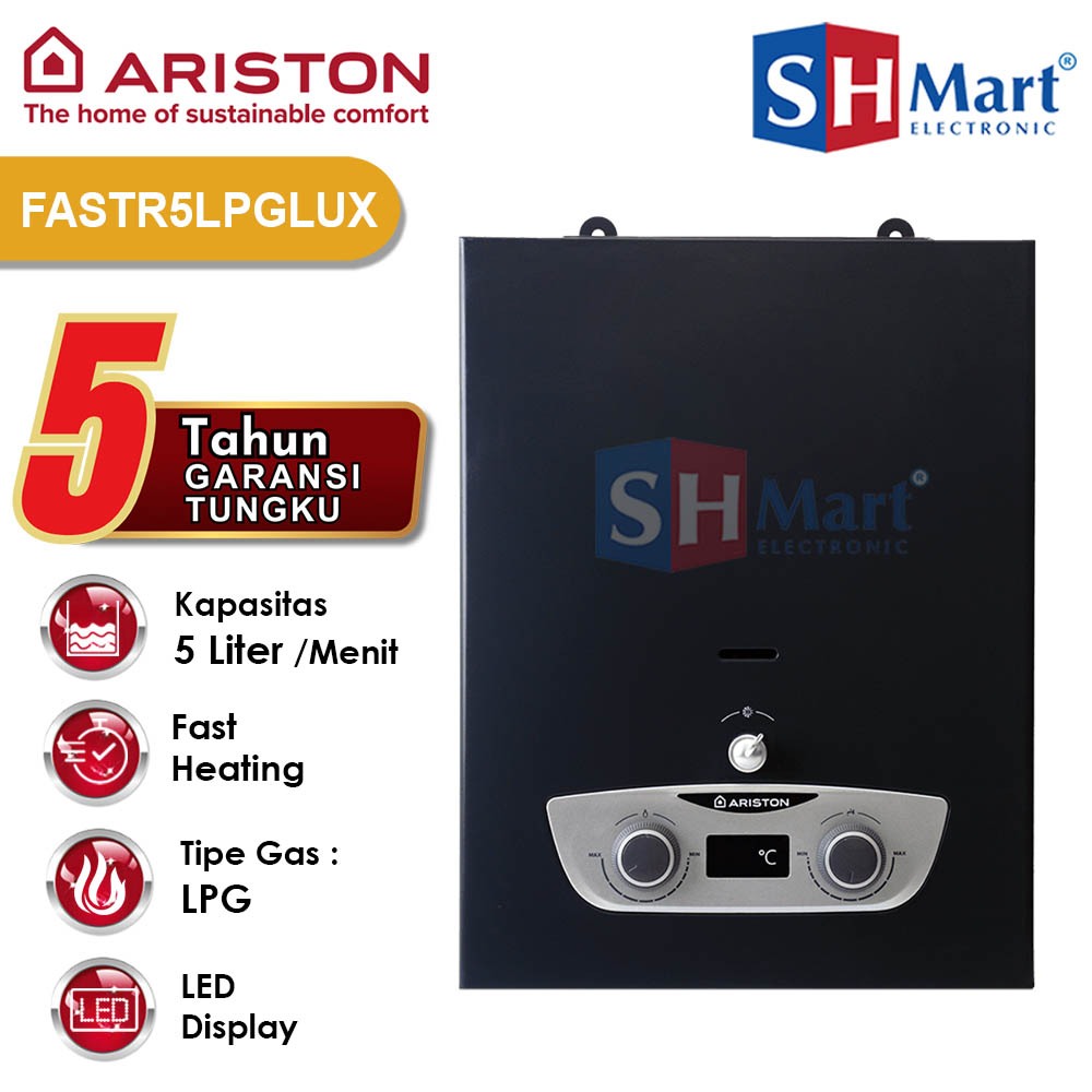 Jual WATER HEATER ARISTON 5 LITER FAST R LUX / PEMANAS AIR GAS GARANSI ...