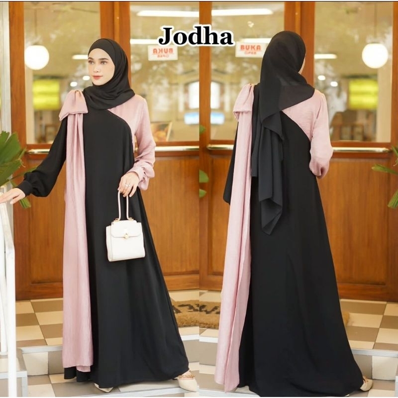 Jual Abaya Gamis Hitam JODHA Muslimah Saudi Arabia Mix Black Renda and ...