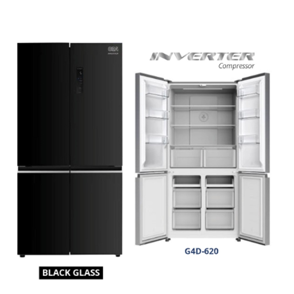 Jual GEA G4D-620 BLACK GLASS Kulkas Side By SIde 4 Pintu No Frost ...