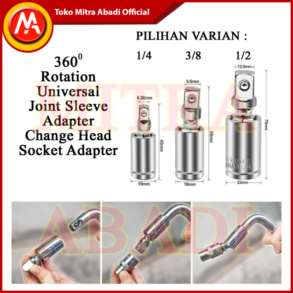 Jual 360 Degree Rotation Universal Joint Sleeve Change Head Socket ...