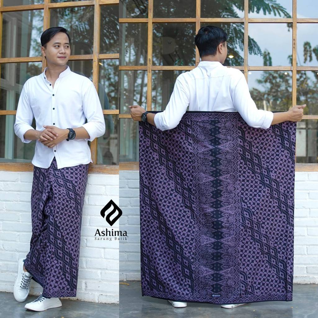 Jual Sarung Batik Ashima Ungu Elegan Sarung Katun Tebal Tidak Nrawang