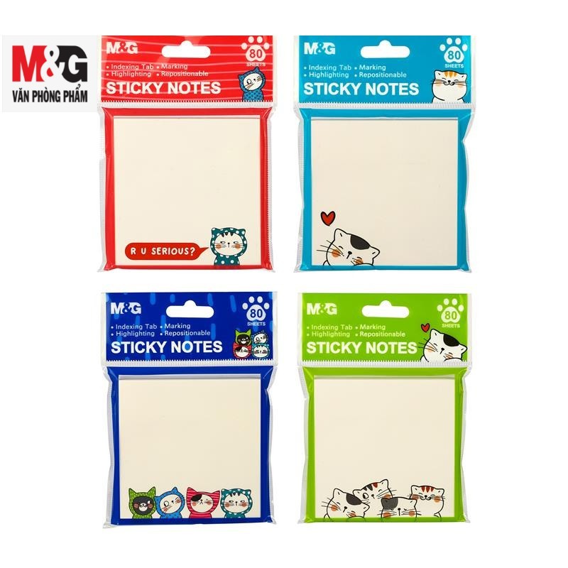 Jual White Color Sticky Notes whit cute printing 80sheets 76x76mm M&G ...