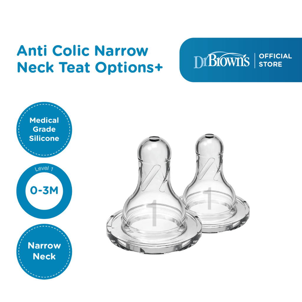 Jual Dr. Brown's Anti Colic Narrow Neck Teat Options+, 2Pack / Dot