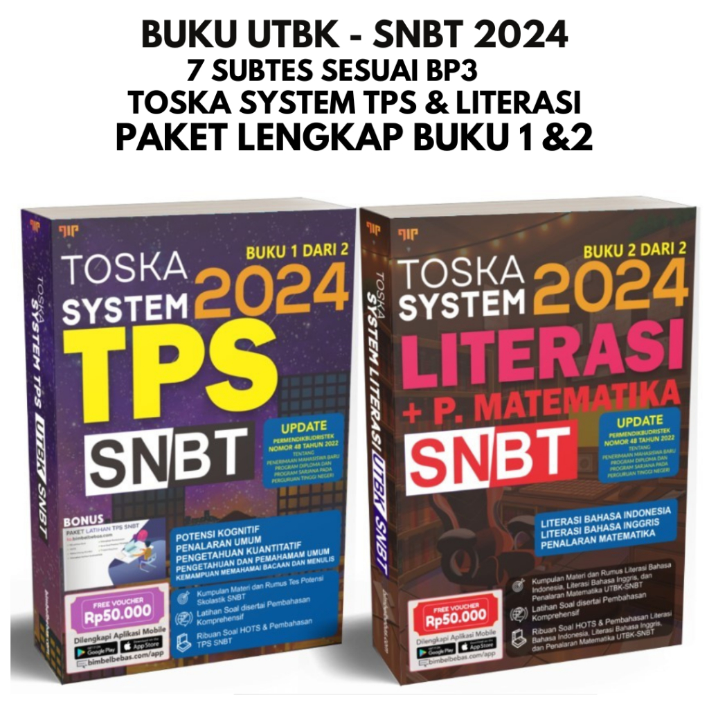 Jual PAKET UTBK SNBT 2024 TOSKA SYSTEM BUKU 1& 2 (TPS, LITERASI ...