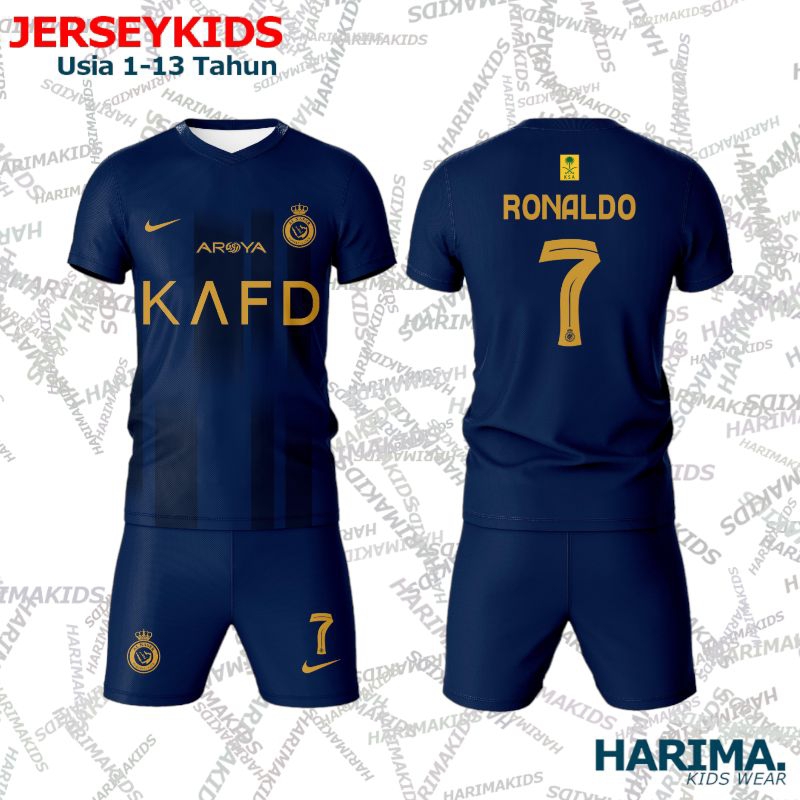 Jual Jersey bola anak Al nassr NAVY Away terbaru 2023 CR Ronaldo ...