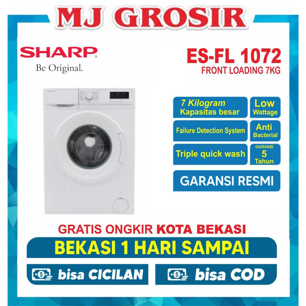 Jual MESIN CUCI FRONT LOADING SHARP ES-FL 1072B / ES-FL 1270 MWX 1 ...