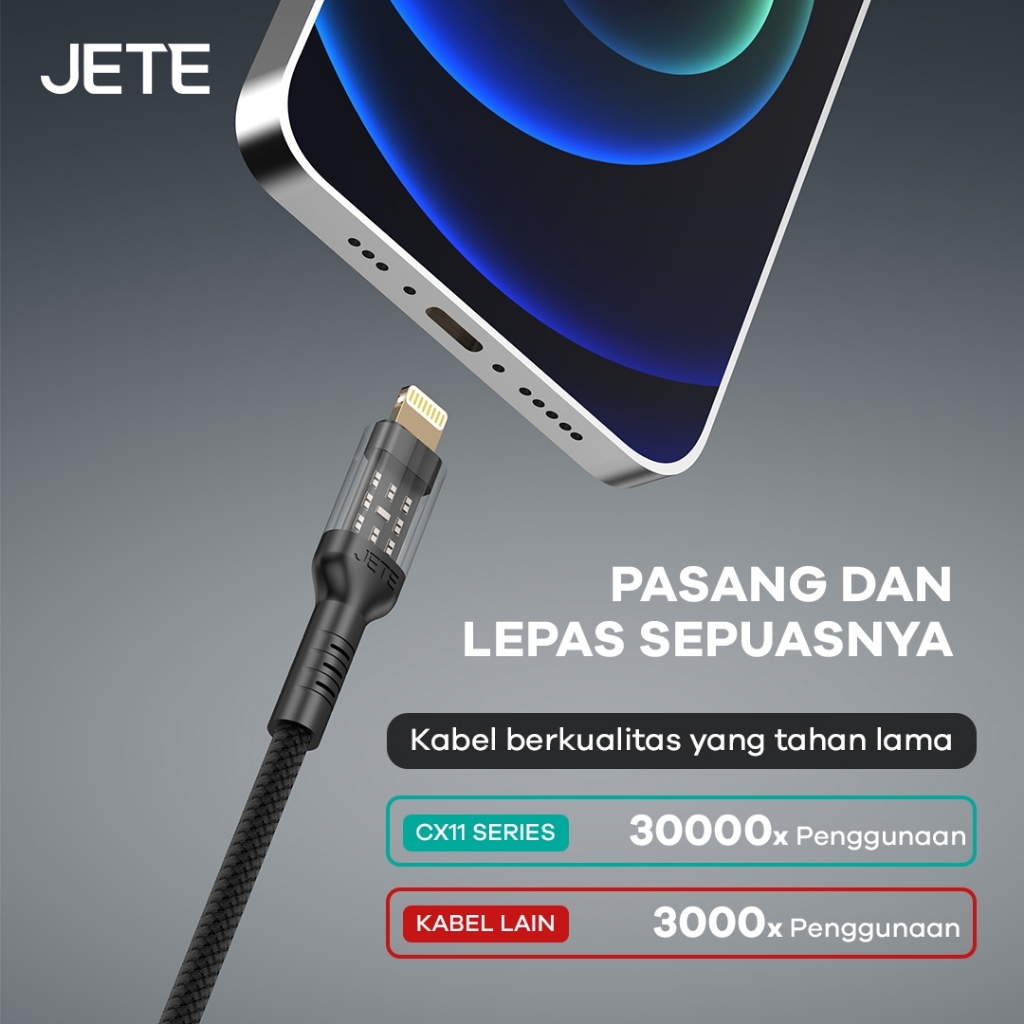 Jual Kabel Data Fast Charging Type C To Lightning Jete Cx Garansi Tahun Shopee Indonesia