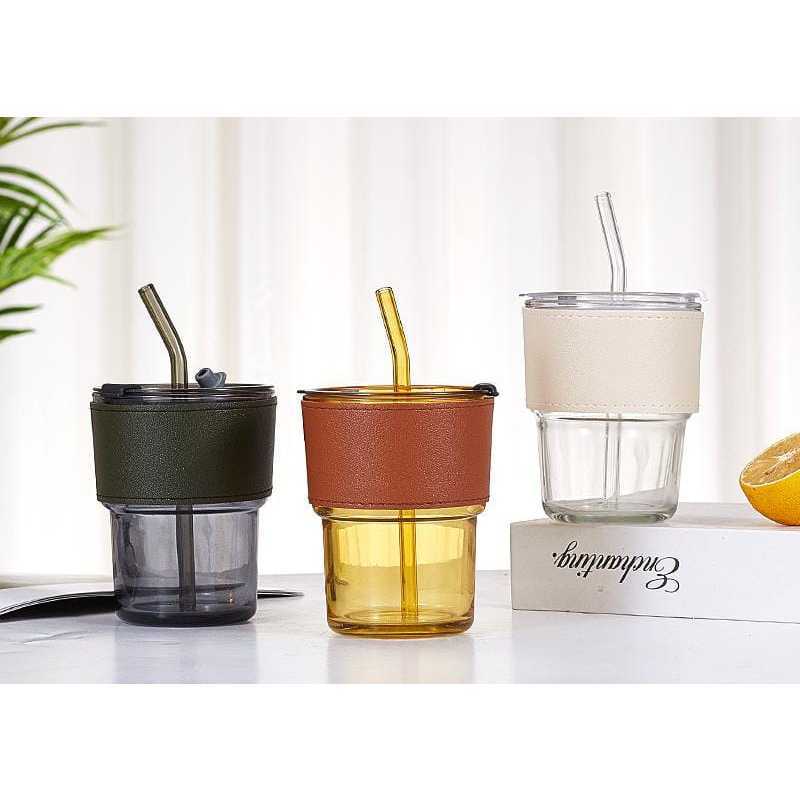 Jual Gelas Tumbler Aesthetic Gelas Minum Kaca Simple Elegan Water Bottle Cup For Coffee Ada Box 2274