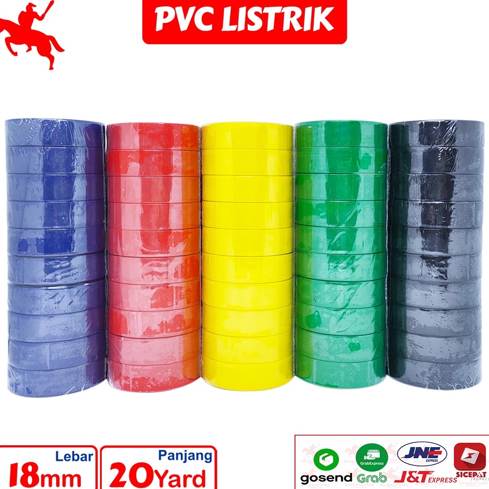 Jual Isolasi Lakban Solatip Listrik Kabel Listrik PVC Ksatria Tape 18MM ...