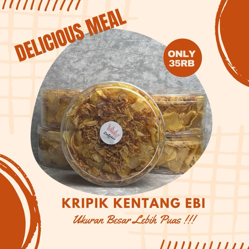 Jual Keripik Kentang Bawang Ebi Toples Bulat Delicious Meal Shopee Indonesia