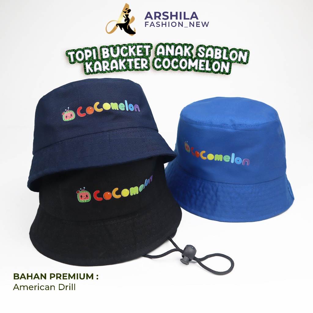 Jual Topi bucket Anak Laki Laki Perempuan sablon Cocomelon 003