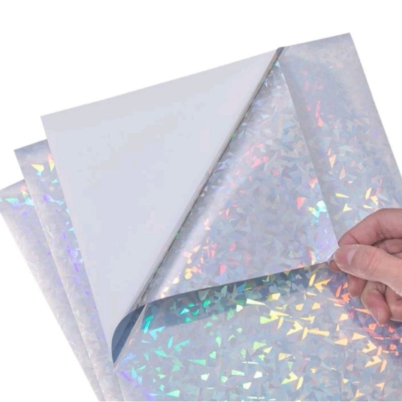 Jual Bahan Stiker A4 Gold/ Transparant Hologram 80 micron Inkjet