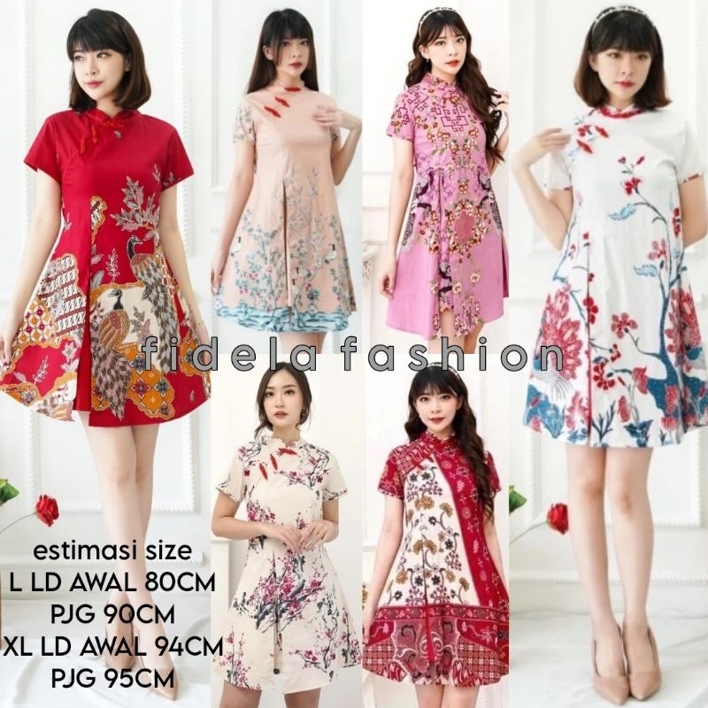 Jual Dress Batik Wanita Imlek 045 Fs 045 Ab Dress Batik Cheongsam 