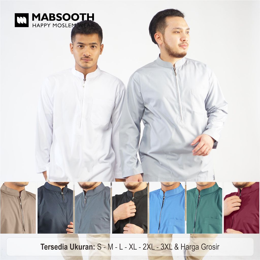 Baju Koko Pria Dewasa Lengan Panjang Mabsooth Half Zip