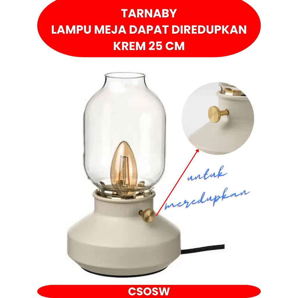 Jual Lampu meja yang dapat diredupkan warna krem 25 cm TARN | Shopee