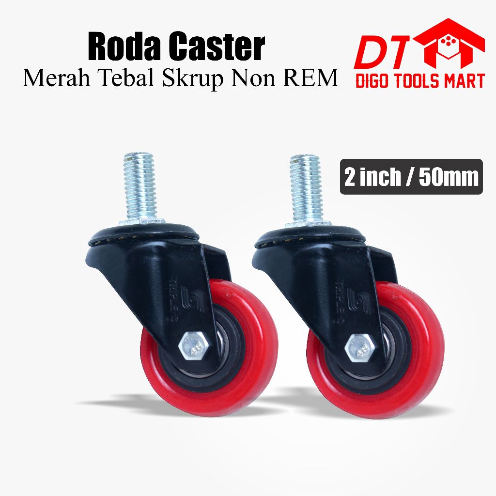 Jual Roda Caster Merah Tebal Non Rem Sekrup 2 Inci Model Tancap Shopee Indonesia 1130