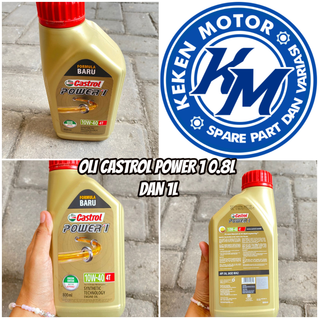 Jual OLI CASTROL POWER 1 10W-40 4T 0.8L 1L || OLI MOTOR CASTROL POWER 1 ...