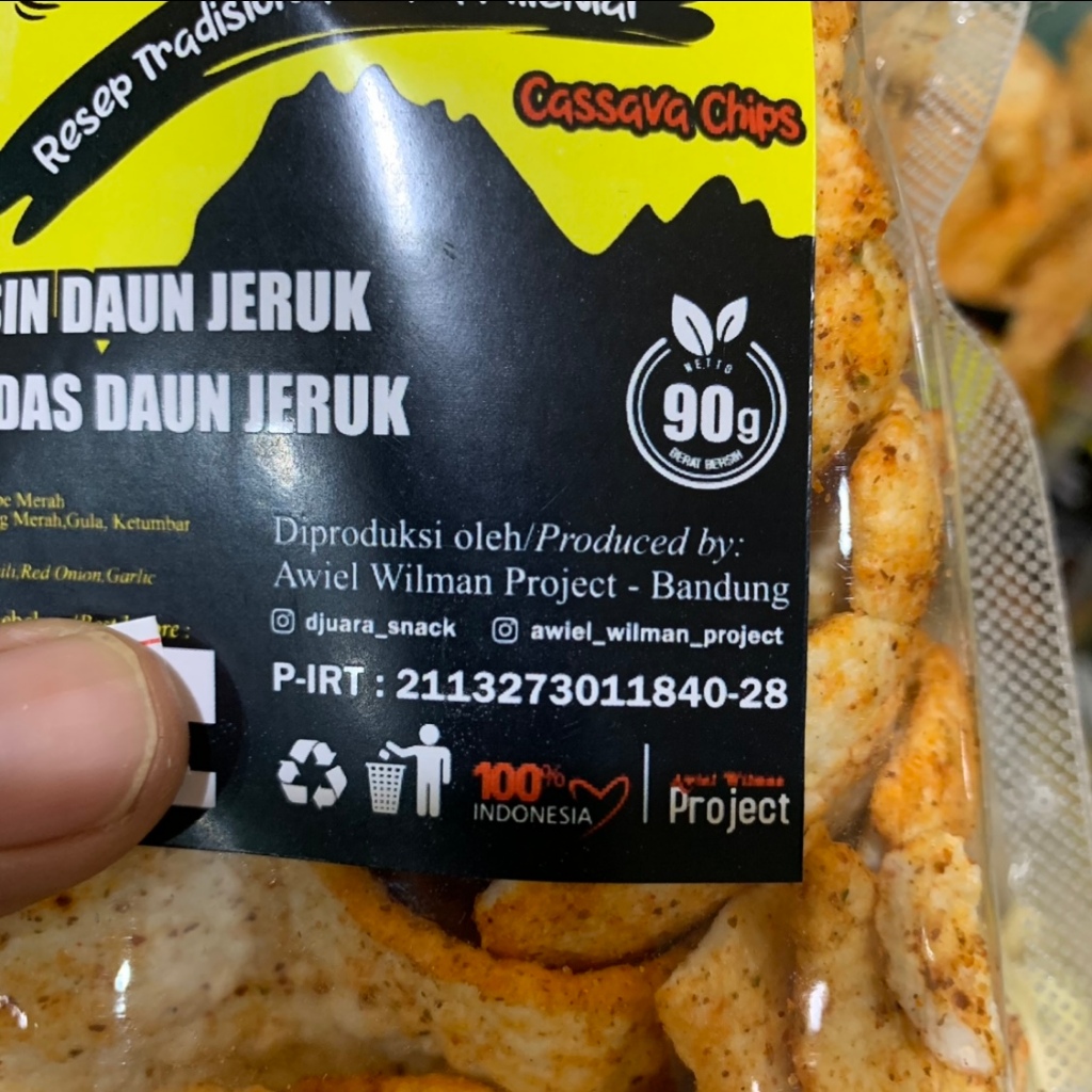 Jual Snack Cemilan Slondok DJUARA Rasa Asin Daun Jeruk dan Pedas Daun ...