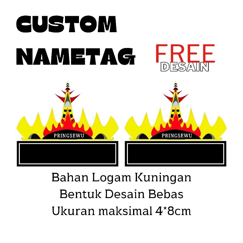 Jual CUSTOM NAMETAG DESAIN BEBAS/NAMETAG KUNINGAN/NAMETAG MAGNET/TANDA ...