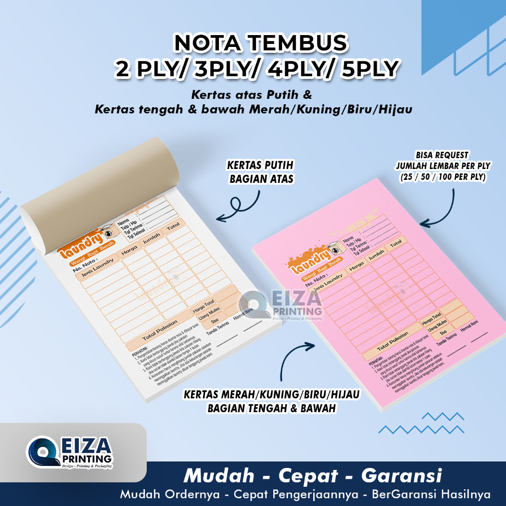 Jual Cetak Nota Jasa Rental Mobil / Cetak Custom Nota Rental Kendaraan ...