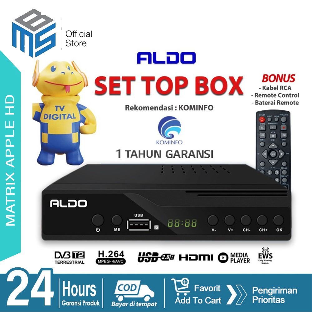 Jual STB DVB T2 Set Top Box Aldo Full HD SNI TV Digital Rekomendasi Kominfo Shopee Indonesia