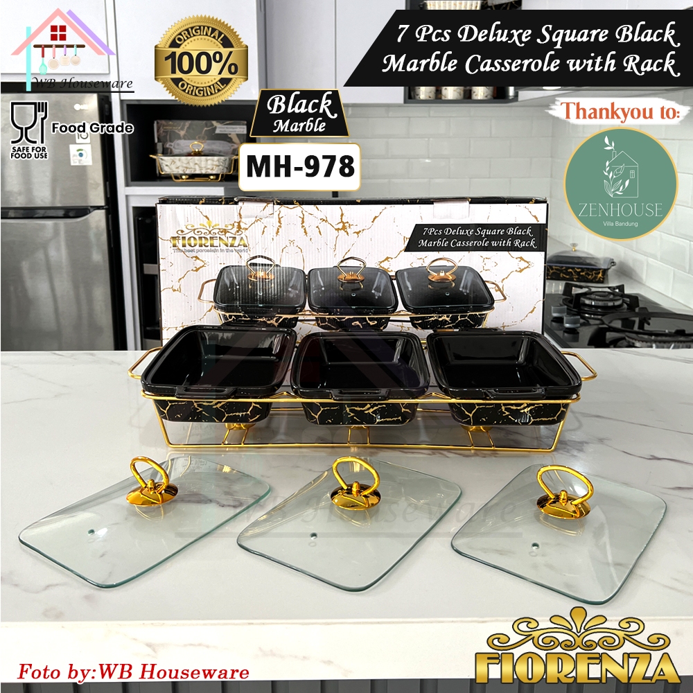 Jual FIORENZA prasmanan set segi isi 3 + tutup + rak motif marble ...
