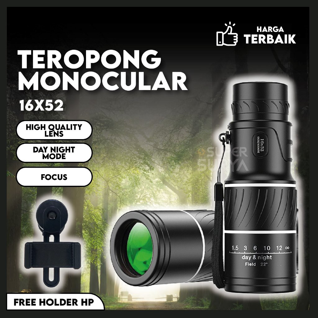 Jual Teropong Lensa Zoom HP Teleskop Fokus Monocular 16*52 40mm Jarak